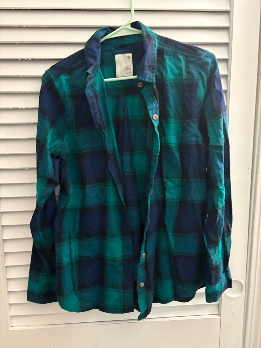 Green & Blue Plaid Button-Up Shirt